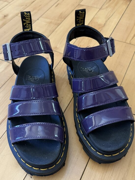 Dr. Martens Shoes - Dr. Martens Women's Blaire Patent Purple Sandals - Size 6